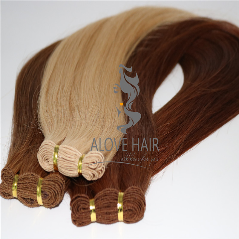 Best quality full cuticle remy hand tied  wefts wholesale